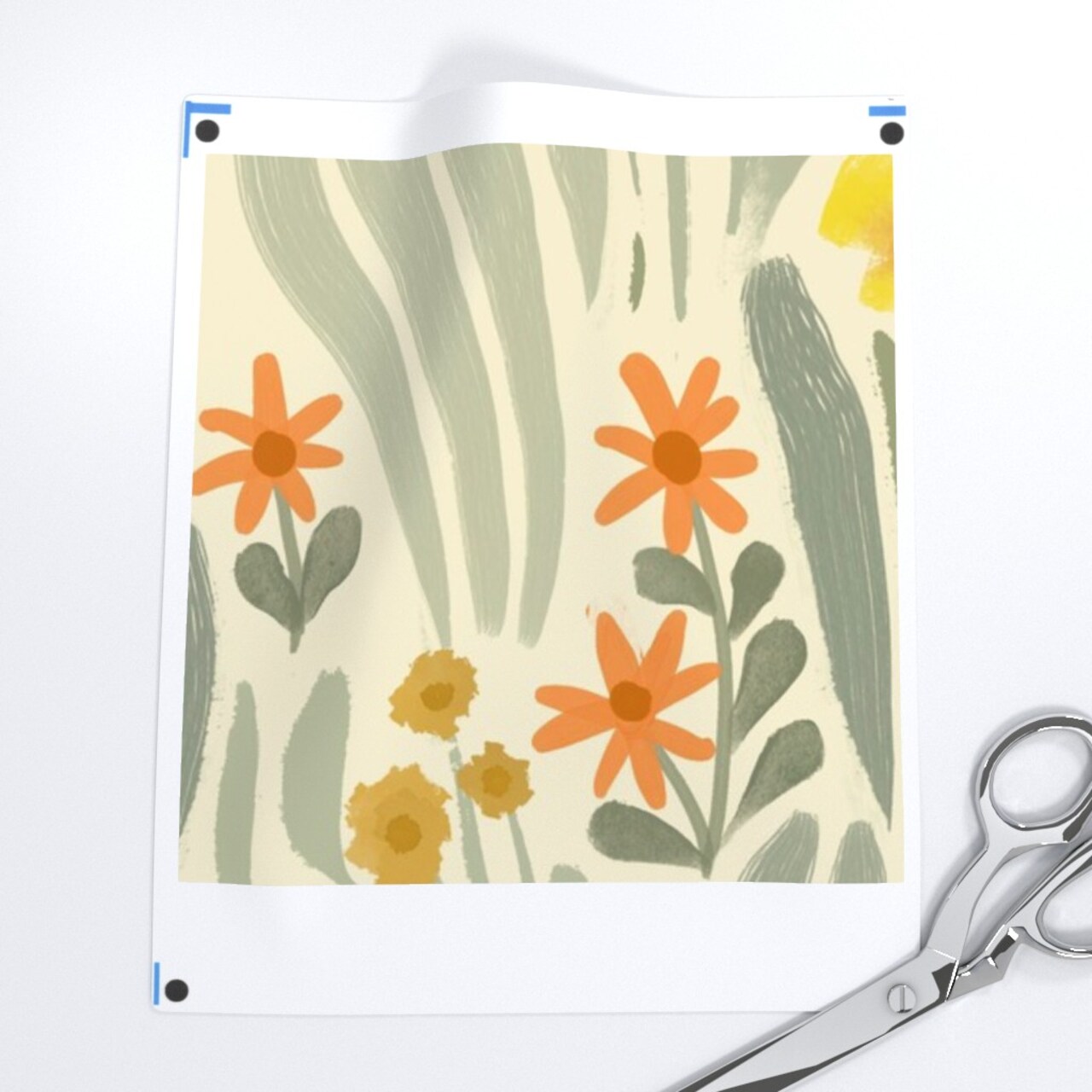Art Nouveau Garden Sage Green Yellow Abstract Flowers Large Scale Botanical Garden Custom Removable Wallpaper by Spoonflower Peel & Stick Wallpaper 2FT Wide